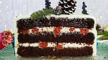 Новогодний Торт Чёрный  Лес.  Как украсить новогодний торт.     