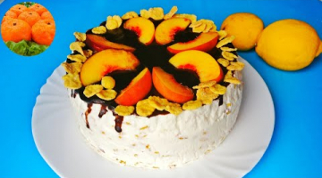 Торт "Блаженство" без выпечки, без духовки. Десерт из творога с персиками желейный Пальчики оближешь