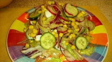 Весенний салат с редисом  огурцом и капустой